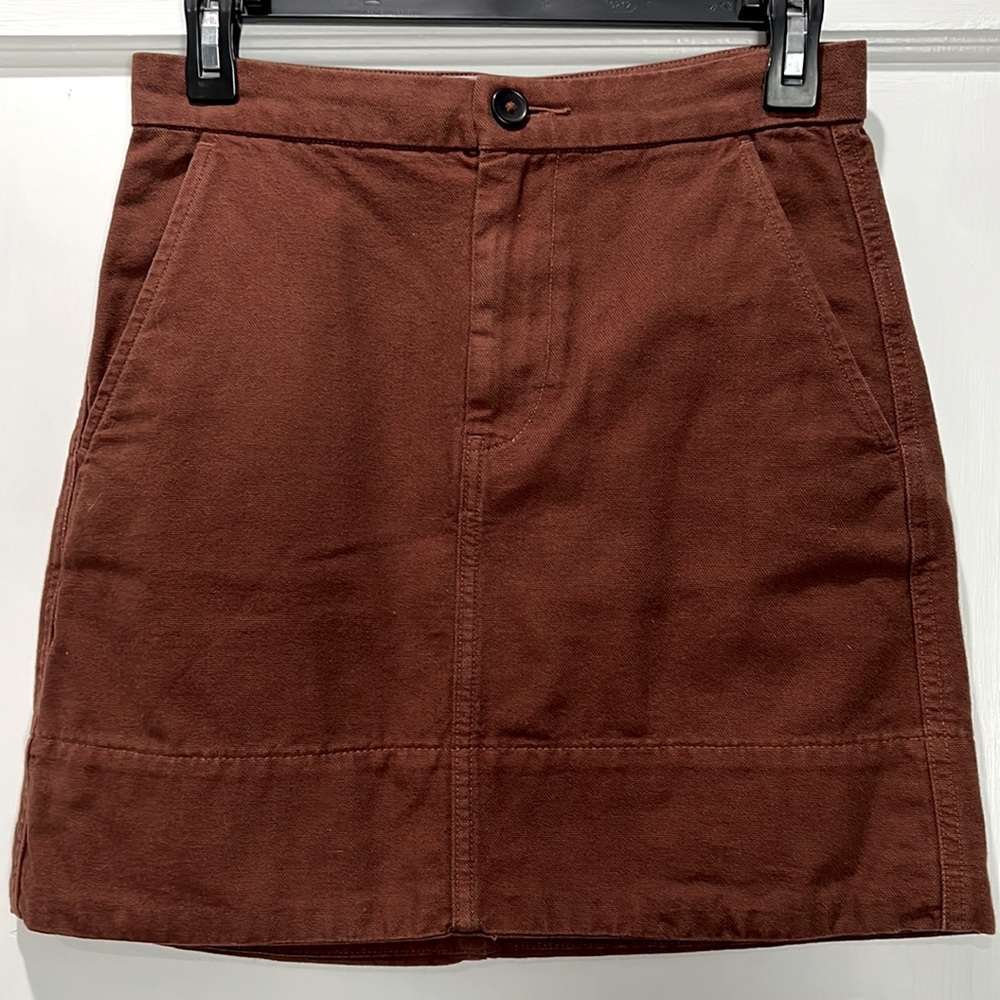Everlane Canvas Mini Skirt, Rosewood, Size 0
